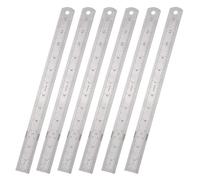 12 Inch Stainless Steel Ruler Multipack - Set of 6 Metal Ruler 30cm with Hanging Hole - Durable Straight Edge Measuring Tools for Office, School, Crafting, Engineers, and Architects