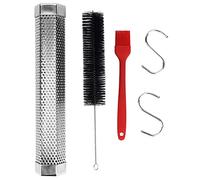 12 Inch Stainless Steel Smoker Tube | Hex Design for Even Smoke/Meat/Cheese | Pellet Smoker Tube for BBQ Grills & Cold Smoking | Includes Brush & Hooks