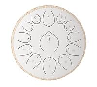 12 Inch Steel Tongue Drum， Large 13 Note Percussion Instrument with Music Book， Drum Mallets and Carry Bag， Handpan Steel Drums Instruments for Beginner，White-12 inches 13 tones