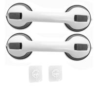 12 inch Suction Bathroom Grab Rails, Chetexus 2 Pack Grab Bars for Shower, Bathroom, Bathtubs, Bath Safety Grab Bar with Strong Hold Suction Cup for Elderly, Handicap, Seniors (Grey)