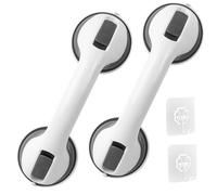 12 inch Suction Bathroom Grab Rails, Happybase 2pcs Hand Rail for Disabled, Portable Grab Bars, Safety Shower Handle with Suction Cup Fitting, Bath Grips for Elderly Disability Aids