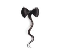 12 Inch Synthetic Clamp Type Bowknot Hair Bun Barrette Women Ponytail Accessories Elegant or Chic Look(Light black)