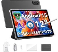12 inch Tablet Android 15 Gaming Tablet with SIM Card Slot, Pen, 24GB + 256GB (up to 2TB), 2.4K 120Hz FHD + IPS Display, 9000mAh / 33W, 8MP + 16MP AI Camera, 5G WiFi, GPS-MEGA 2 (24G)