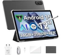 12 inch Tablet Android 15 Gaming Tablet with SIM Card Slot, Pen, 36GB + 256GB (up to 2TB), 2.4K 120Hz FHD + IPS Display, 9000mAh / 33W, 8MP + 16MP AI Camera, 5G WiFi, GPS-MEGA 2 (36G)