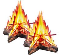 12 Inch Tall Artificial Fire Fake Flame Paper 3D Decorative Cardboard Campfire Centerpiece Flame Torch for Campfire Party Decorations, 2 Sets