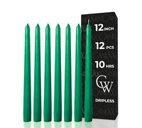 12 inch Taper Candles Set of 12 - Unscented Candle - Green Candle Taper