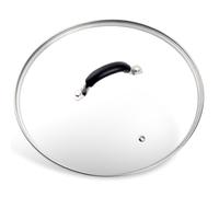 12 Inch Tempered Glass Lid for Lodge 12" Cast Iron Skillets & 7QT Dutch Ovens - Pre-Assembled Riveted Handle with Heat-Resistant Silicone Cover,Steam Vent Hole Design