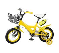 12-Inch Toddler Bike for 2-6 Years (80-95 cm) - Children Adjustable Seat & Handlebars, Removable Stabilisers Training Wheels, Steel Frame with Basket - Trike for Boys & Girls (Yellow)
