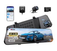 12 Inch Touch Screen Rearview Mirror, Dual Lens Dash Cam For Cars,With 4K Front Camera, Rear View Camera 2.5K WDR Night Vision, With 5G Wifi GPS Navigation ADAS BSD Voice Control Car DVR Video Record