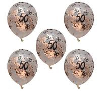 12 Inch Transparent Gold Confetti Balloons 5Pcs, 30th 40th 50th Birthday Party Decorations with Glitter (Rose Gold 50)