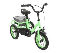 12 Inch Tricycle, Small 3 Wheeled Bicycle with Basket, 3 Wheels Bike Single Speed Adjustable Seat Height, for Boys and Girls Aged 2-5