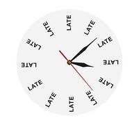 12 inch Wall Clock LATE Wall Clock No Numbers Infinite Moments Timeless Wall Watch Office Joke Entertaining Late Person Procrastinate Gift For Modern Home Decor
