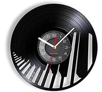 12 Inch Wall Vinyl Decorative Wall Clocks Sound Wave Piano Keyboard Wall Art Wall Clock Pianist Vinyl Record Wall Clock Musical Home Decor Classical Music Lovers Gift
