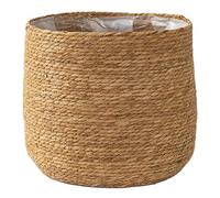 12-Inch Woven Rattan Planter Basket with Plastic Lining Multi-Purpose Storage Container for Indoor Plants Home nization Solution Decorative Flower Pot