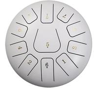 12 Inches 30 CM Steel Tongue Drum-11 Notes C Major Tuned Percussion Instrument-Handpan Drum Sets With Bag, Music Book, Mallets And Finger Picks(White)