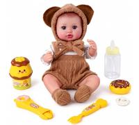 12 Inches Baby Doll Set with Bassinet, 10 Pcs Doll Playsets Accessories | Lifelike Reborn Dolls with Carrier Bassinet Bed, Feeding & Caring, Bedtime Pretend Play, Baby Doll Toy, Gift for Kids 3+