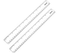 12 Inches Plastic Ruler Straight Ruler Plastic Measuring Tool for Student School Office, Clear, 2 Pack