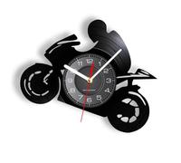 12 Inchs Wall Clock Professional Motorcycle Rider Vintage Vinyl Record Wall Clock Top Speed Motorcycle Bikers Mancave Motorbike Laser Etched Decor