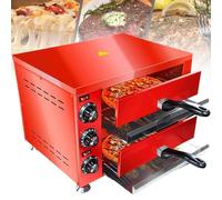 12" Indoor Electric Double Decker Pizza Oven, Multipurpose Countertop Oven with 60-min Timer, Commercial Restaurant Home 4 Large Heat Tube