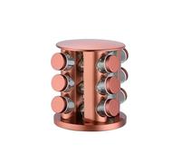 12-Jar Rotating Spice Rack Organizer Stainless Steel & Lead-Free Space-Saving Countertop Tower for a Tidy Efficient Kitchen - Ideal for Home Chefs (Rose Design)