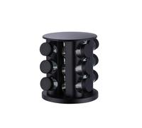 12-Jar Rotating Spice Rack Stainless Steel & Lead-Free Countertop Storage Tower for a Neat Efficient Kitchen - Black Spice Holder Solution!