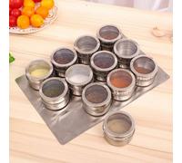 12 Jars With Tray Magnetic Spice Jars Rack Herb Tin Stainless Steel W/ Tray Holder