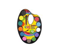 12 Jumbo Colours Water Paint Set with Palette & Brush - Bright Washable Watercolour Paints for Kids Arts & Crafts - Ideal for School, Home, and Creative Painting Fun