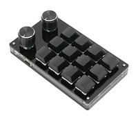 12 Key Programmable Keypad, One Handed Multifunctional Shortcut DIY Macro Keyboard with Adjustment Knob, for Windows, for VISTA, for Linux, for OS X, for Designers PS Work(Black) small gift