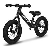 12" Kids Toddlers Balance Bike Lightweight Nylon Frame No Pedal Training Walking Balance Bike with Adjustable Seat Air Tires for 2 to 5 Years Old (Black)
