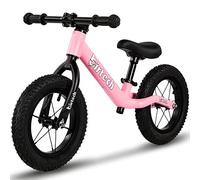 12" Kids Toddlers Balance Bike Lightweight Nylon Frame No Pedal Training Walking Balance Bike with Adjustable Seat Air Tires for 2 to 5 Years Old (Pink)