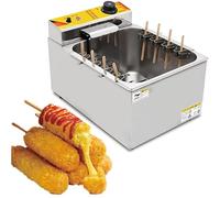 12 L Commercial Corn Dog fryer Korean Corndogs Hot Dogs Maker Machine with 8 detachable hooks for Snack Stainless Steel
