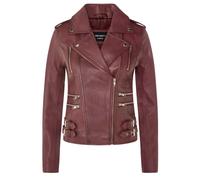 (12) Ladies Biker Burgundy Lamb Nappa Gothic Jacket