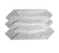 12 Ladies Plain White Handkerchief With A Butterfly Lace Corner, 11.5 inches Square, White