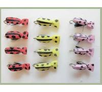 12 Ladybird Beetles - red, yellow, pink Barbed or Barbless size 10 Trout Flies, Size choice (Barbless)