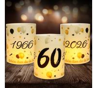 12 Lantern Table Decoration 60th Birthday, Seutgjie 60th Birthday Diamond Wedding Anniversary Decoration Man Woman 1966-2026 Black Gold for Tea Lights or Candles