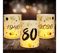 12 Lantern Table Decoration 80th Birthday, Seutgjie 80th Birthday Anniversary Decoration Man Woman 1946-2026 Black Gold for Tea Lights or Candles