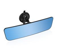 12'' Large Anti Glare Rear View Mirror with Suction Cup, Stick on Universal Frameless Inside Rearview Blue Mirror with Parabolic Wide Angle Mounted on Windshield for Car Marine Auto Boat Truck SUV Van