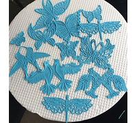 12 Large Elegant Edible Butterflies, Dragonflies & Birds;13cm-4.2cm; Choose Your Colour; Claire Bowman's Cake Lace; Wedding/Anniversary, Birthday Cake/Cupcake Topper/Decoration Set (G. Blue)