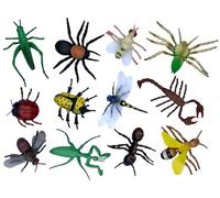 12 Large Insects & Minibeasts Toy Set - Realistic Insect Toys For Kids & Toddlers - Includes Grasshopper, Dragonfly, Ladybird, Spider, Beetle, Scorpion, Ant and More Creeply Crawlies