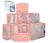 12 Large/Medium/Small Packing Cubes - Luggage Organiser in Various Sizes - Mesh Travel Packing Cube Set in Assorted Colours (12 Cherry Mixed Sizes)