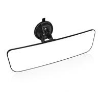 12'' Large Rear View Mirror with Suction Cup, Stick on Universal Frameless Inside Rearview Blue Mirror with Parabolic Wide Angle Mounted on Windshield for Car Marine Auto Boat Truck SUV Van (White)