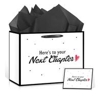 12'' Large Retirement Gift Bag with Wrapping Paper and Card Here's to Your Next Chapter Gift Bag for Women Men Coworkers Leaving Gifts Farewell Going Away Goodbye New Beginnings Party Supplies