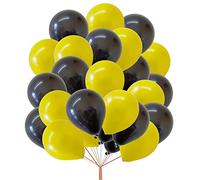12" Latex Vibrant Black & Yellow Colour Combination Plain Balloons For Party Decorations Valentines Day Pack of 30