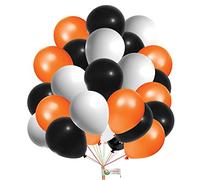 12" Latex Vibrant White, Black, Orange Colour Combination Plain Balloons For Party Decorations Valentines Day Pack of 30
