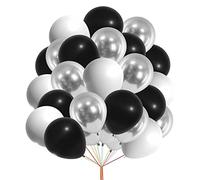 12" Latex Vibrant White, Black, Silver Colour Combination Plain Balloons For Party Decorations Valentines Day Pack of 30