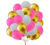 12" Latex Vibrant White, Gold, Pink Colour Combination Plain Balloons For Party Decorations Valentines Day Pack of 30