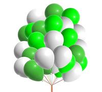 12" Latex Vibrant White, Green, Light Green Colour Combination Plain Balloons For Party Decorations Valentines Day Pack of 30