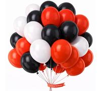 12" Latex Vibrant White, Red, Black Colour Combination Plain Balloons For Party Decorations Valentines Day Pack of 30