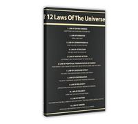 12 Laws Of The Universe Wall Art Manifestation Spiritual Canvas, Attraction Print Office Decor, Energy Quote Canvas Poster Bedroom Decor Landscape Office Room Decor Gift 24x36inch(60x90cm)