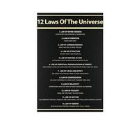 12 Laws Of The Universe Wall Art Manifestation Spiritual Canvas, Attraction Print Office Decor, Energy Quote Canvas Poster Bedroom Decor Landscape Office Room Decor Gift 12x18inch(30x45cm)
